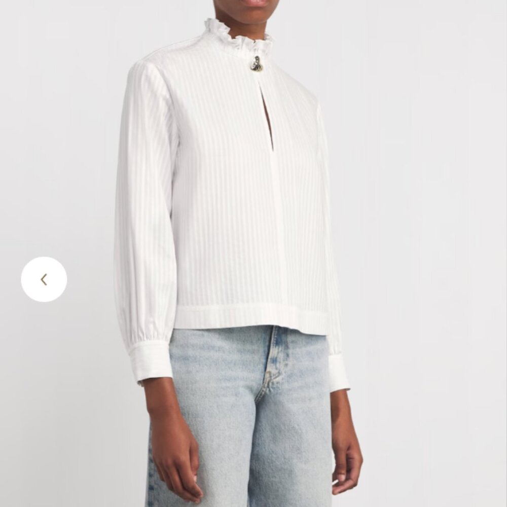 NWT Claudie Pierlot Cotton Ruffled Collar Blouse Size 8